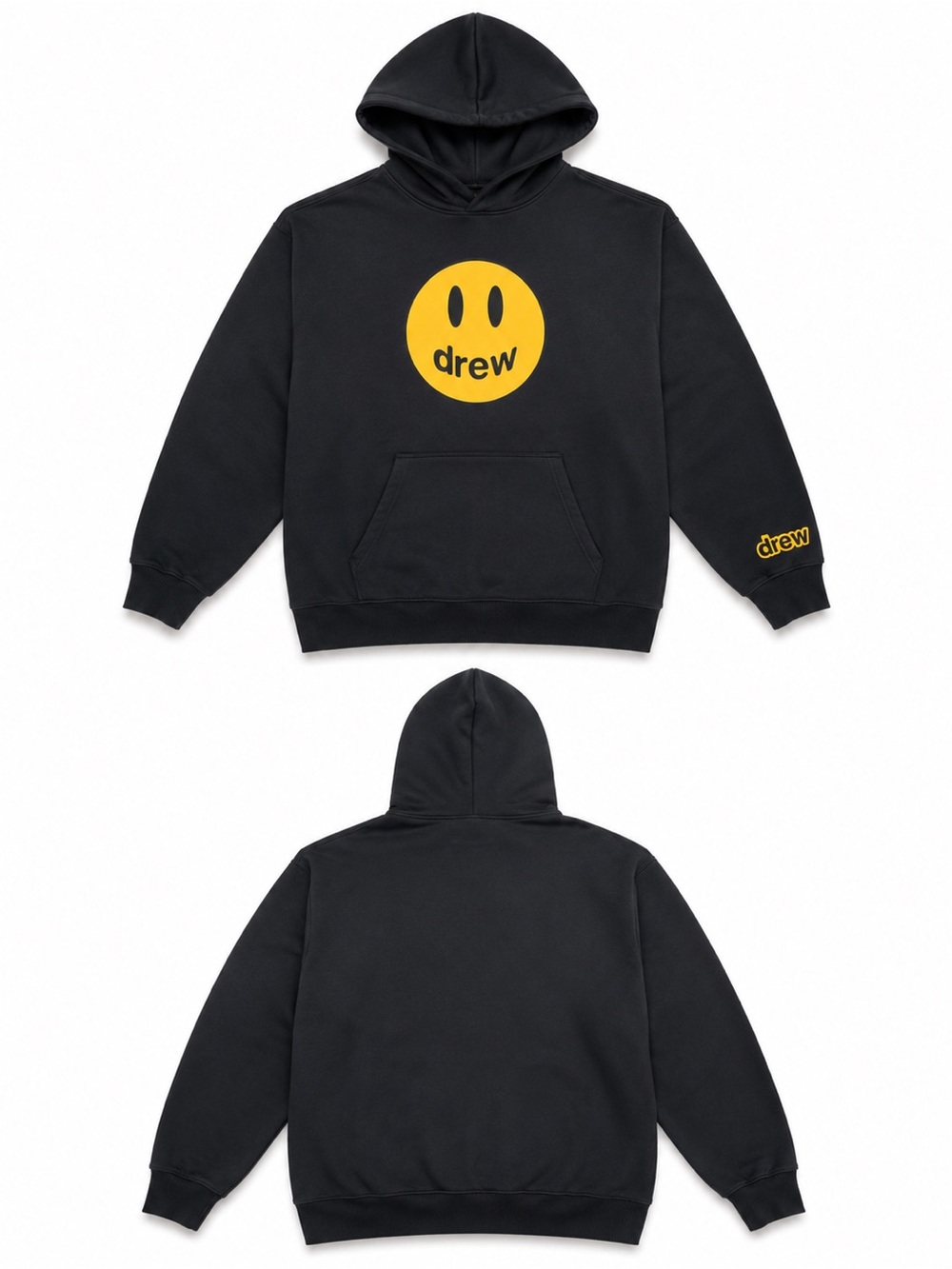 Drew House Mascot Hoodie Black Yellow Smiley Justin Bieber Size M